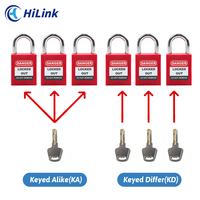Lot de 10 cadenas Loto Master Key Alike en plastique ABS de 25 mm avec dispositifs de verrouillage et d'étiquetage