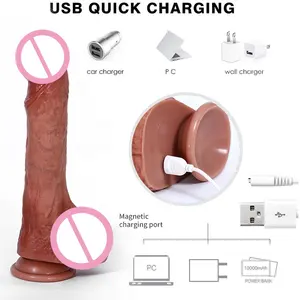 Sex toy Silicone télécommande 10 Modes de Vibration de poussée masseur de pénis électrique télescopique chauffant gode vibrateur pour femmes