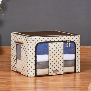 Cheap Price 66L Large Capacity Waterproof Oxford Clothes Toys Storage Basket Foldable Bed Quilt Storage Box with Steel Frame