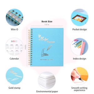 Miễn phí mẫu giá rẻ số lượng lớn tùy chỉnh vàng xoắn ốc ràng buộc A5 giấy bìa undated hàng tháng hàng tuần hàng ngày kế hoạch Tạp Chí máy tính xách tay in ấn - Product Image 5