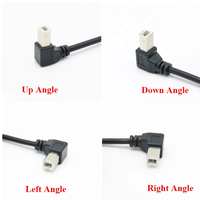 Cable de impresora de datos USB2.0 de 0,3 m y 1,5 m, ángulo de 90 grados, codo derecho izquierdo macho tipo B para Escáner de ordenador, auriculares de carga rápida 3A