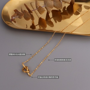 Collar de aro popular INS con nudo, de acero inoxidable, a la moda, para mujer, con corazón, gargantilla. - Product Image 6