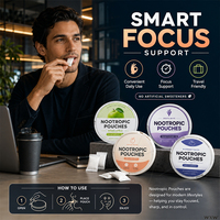 Pochettes buccales nootropiques en gros avec vitamine B12, saveurs multiples de fruits, portables, pour soutenir la mémoire, complément alimentaire quotidien pour adultes