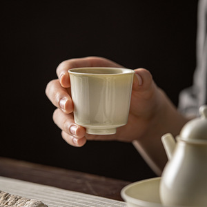 Celadon Glaze Ceramic Teacup Porcelain Cylinder Shape Kung Fu <b>Tea</b> <b>Set</b> Tasting Cup Household Personal Use Afternoon <b>Tea</b> Solid - Product Image 1