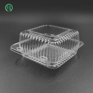 100% Food-Grade Plastic Food Storage Hingede Containers With Attached Lids