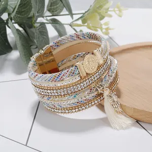 Sieraden Etnische Uil Lederen Bangle Bohemian Diamant Vrouwen Manchet Armbanden Hoge Kwaliteit Charm Gift