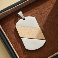 Yiwu Aceon acier inoxydable environnement naturel bois de hêtre insérer métal nouvelle usine Design exclusif rayure bois pendentif