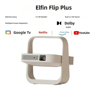 Projecteur LED Xgimi Elfin Flip Plus avec support réglable, Google TV, <span class=keywords><strong>Netflix</strong></span>, assistant vocal, compatible audio 4K, portable - Product Image 1