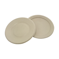 Assiette ronde compostable en bagasse de canne à sucre de 7 pouces, sans PFAS, jetable, pour fête