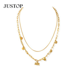 डबल लेयर लक्जरी 18k pvd स्टेनलेस स्टील पेलेंट हार और अवसरों के लिए राशि उपहार - Product Image 6