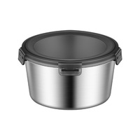 Boîte en acier inoxydable 304 à la mode stockage de qualité alimentaire boîte à lunch réfrigérateur boîte de rangement ronde en acier inoxydable avec couvercle