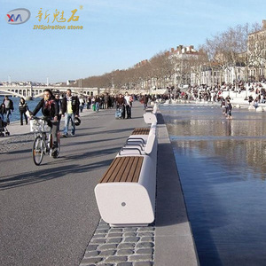 Nueva Banco de Hormigón GRC Magic Stone con Asiento de Madera, Muebles de Paisajismo para Exteriores, para Ingeniería Municipal - Product Image 1