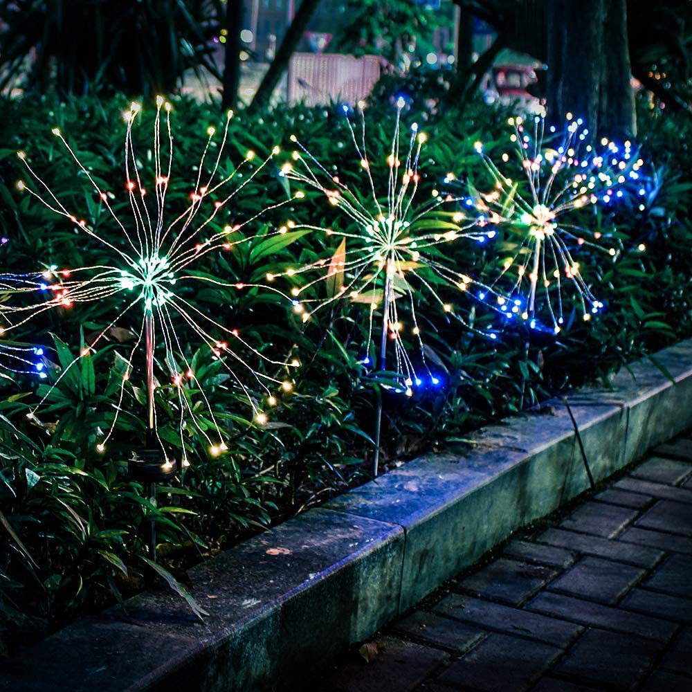 LED Waterproof Outdoor Copper Wire Firework starburst Solar Garden Light for Landscape Christmas Decoration