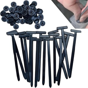 Flat Nail <b>Clip</b> Black Plastic 6450 For Car Floor Fender Mudguard Trunk Lid Securing - Product Image 1