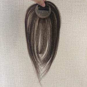 Extensions de cheveux Remy LONGFOR 8 pouces 3x4 pour femmes 4 #   Topper à <span class=keywords><strong>clip</strong></span> brun <span class=keywords><strong>clair</strong></span> avec <span class=keywords><strong>frange</strong></span> 3D 4 #   Franges 3D, extensions de cheveux de 8 pouces, 3x4 - Product Image 2