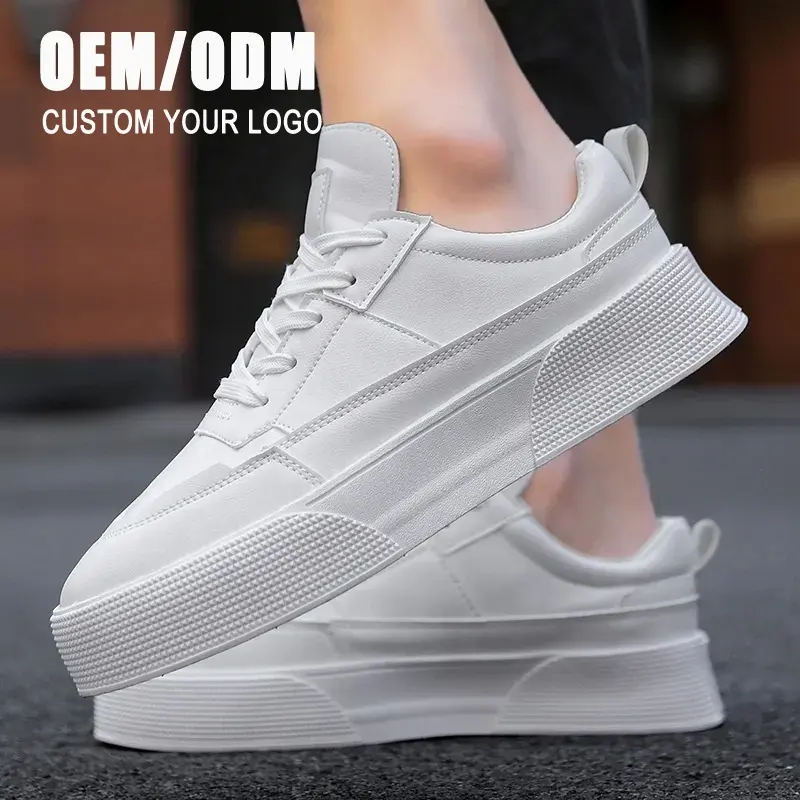 Wholesale Custom White Leather Chaussures Hommes Men's Casual Shoes 2021 Fashion Running Sneakers For Men Casual