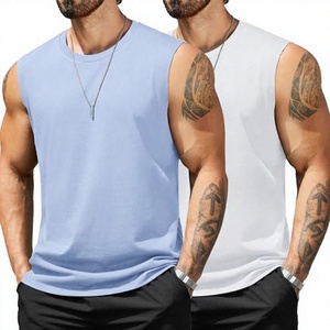 Combed Cotton Tank Top 240GSM Breathable Sleeveless T Shirt Mens Heavyweight Plain Relaxed Fit Sporty Custom Logo Sportswear Gym - Product Image 3