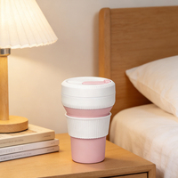Gobelet à café de voyage pliable en silicone avec couvercle, tasse à eau pliable, gobelet à café réutilisable portable pour boissons chaudes et froides
