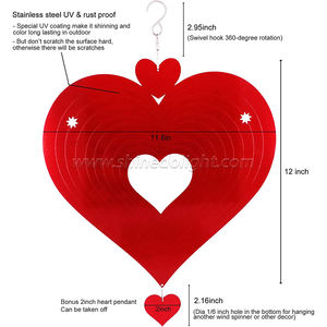 In acciaio inossidabile 3D rotante in metallo dinamico pendente filatore del vento per giardino decorazione di arte cuore rosso carillon cacciatore di vento - Product Image 6