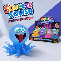Jouet Squishy Pieuvre à Presser Anti-Stress avec Ventouses Tentacules, Lot de 12 Pièces en Boîte Colorée pour Présentation