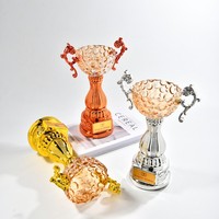 Trophée personnalisé en verre cristal poli écologique en forme de bol avec gravure laser pour les sports et les jeux