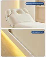 Offre Spéciale Lit de Luxe Beige pour Salon de Beauté, 2 Moteurs, Table de Massage Cosmétique Électrique, Fauteuil de Soin Visage, Table de Massage Électrique, Lit de Spa