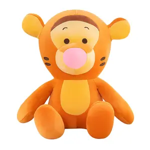 Little Lions Stuffed Plush Orange Yellow Tiger Doll Toy Cartoon Plush Toy Girl Soft Throw Pillow