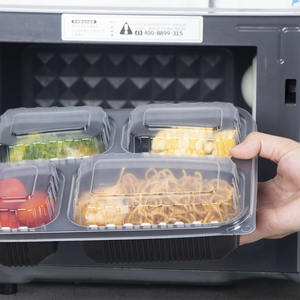 Porta via contenitori per alimenti a tenuta stagna 4 vano trasparente da asporto con coperchio trasparente per la preparazione del pasto Bento - Product Image 3