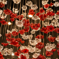 Lustre suspendu en forme de cône inversé en cristal rouge radiant personnalisé pour hall d'hôtel, escalier, villa, prix d'usine en gros