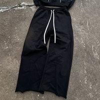 Sweat à capuche zippé intégral et pantalon de sport ample à jambe large imprimé en molleton de coton 400 g/m² de haute qualité pour homme, style vintage, idéal pour l'hiver (OEM)