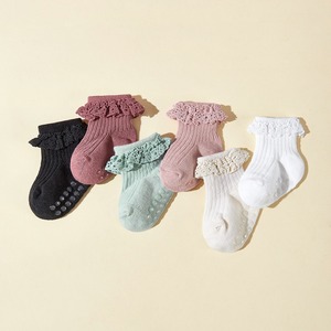 코튼 로리타 공주 양말 여자 미드 부트 아기 양말 레이스 니트 승무원 봄 시즌 하이 캐주얼 양말 - Product Image 2