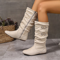 Damen Casual Winterstiefel Größe 36-43 Wildleder-Obermaterial PVC-Einlegesohle Warmes Plüschfutter Kälteschutz Schneestiefel Rutschfeste Dicke Sohle