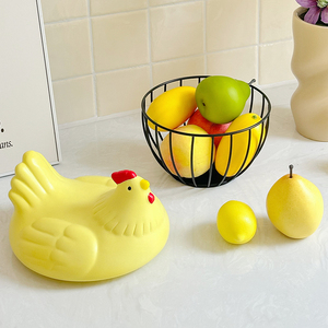 Sáng tạo mới nhà hen giỏ trái cây dễ thương lưu trữ máy tính để bàn trang trí với mô hình động vật Đồ trang trí nhựa - Product Image 4