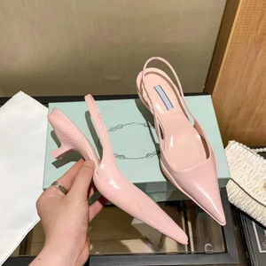 Nouveau modèle 2026 de sandales à talon bas de marque P, escarpins à bout pointu en cuir véritable et chaussures à talons hauts à l'arrière - Product Image 3