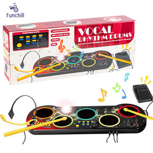 Batería de juguete unisex de plástico con altavoces y pilas, baquetas de jazz, instrumentos musicales, set de batería eléctrica para niños principiantes. - Product Image 5