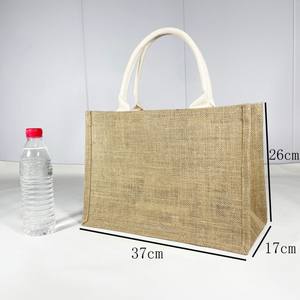 Vente en gros de sacs à provisions en lin avec logo imprimé personnalisé sac à main en jute portable réutilisable durable et résistant à l'eau sac à main vierge en lin - Product Image 6