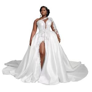 Robe de mariée sirène en dentelle sur mesure S2087L 2025 avec traîne chapelle, grande taille, technique imprimée pour les mariées - Product Image 5