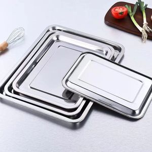 Plateau de service rectangulaire en acier inoxydable de 2 cm de hauteur pour hôtel, thé, café, buffet - Product Image 4