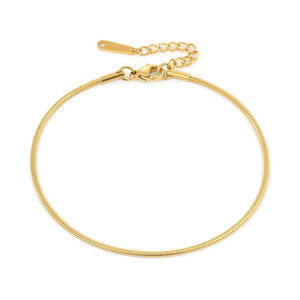 <span class=keywords><strong>Tobillera</strong></span> Minimalista Antideslustre, Delgada, Chapada en Oro de 18k, de Acero Inoxidable y Titanio, con Cadena de Serpiente Redonda para Mujer - Product Image 6