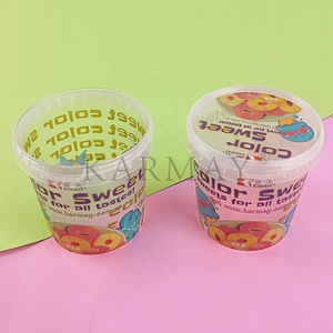 Food Grade <b>Material</b> of 16oz 500ml PP pots High Transparency Round Plastic pots for candy soft sweets Fondants packaging IML - Product Image 2