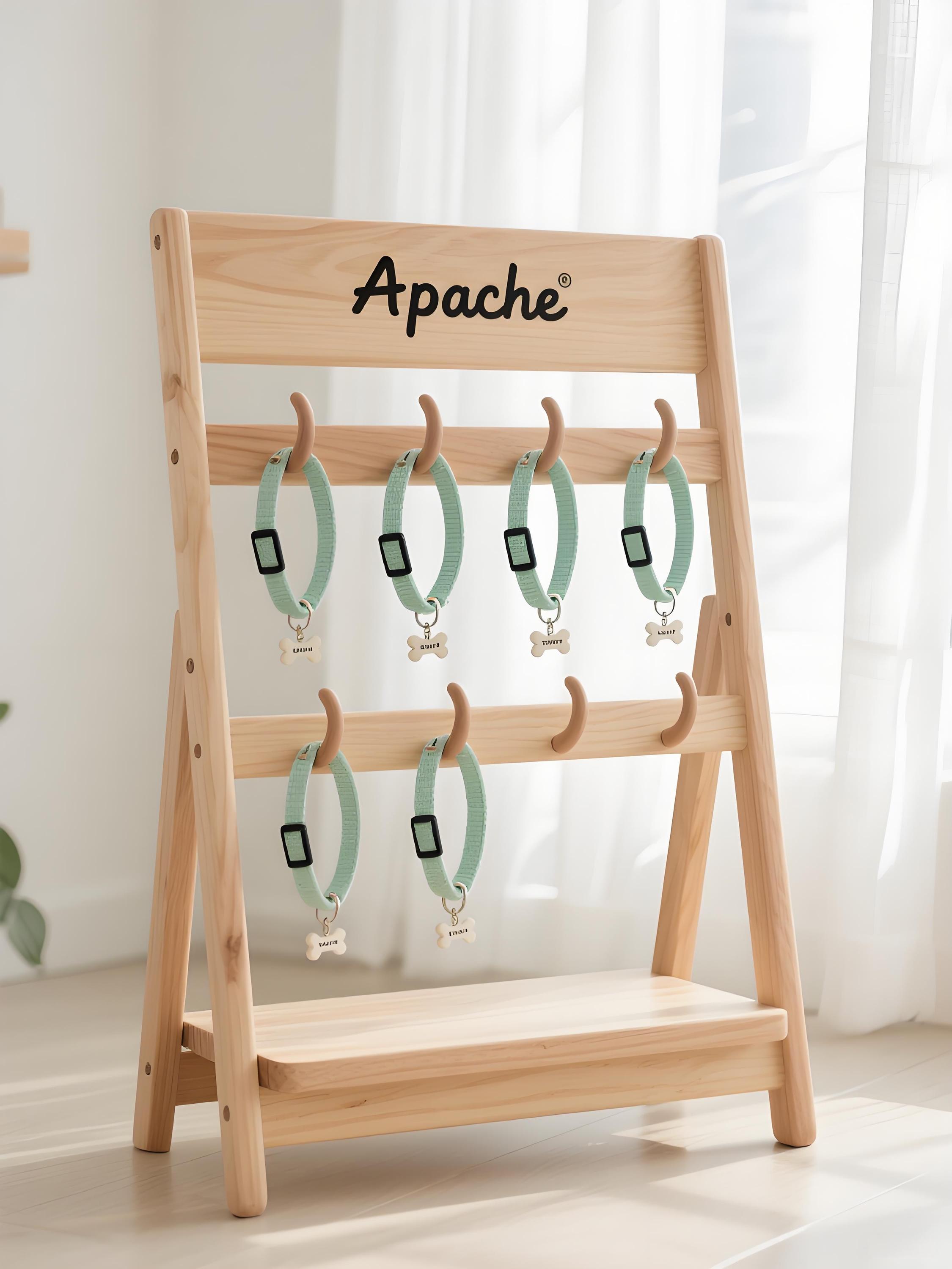 Apache Custom Wood Pet Collar Display Stand Racks for Pet Store& Supermarket & Pet Supplies — view 3