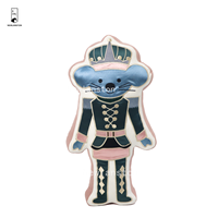 Cojín Decorativo de Navidad con Apliques Bordados de Rey Rata Cascanueces, Cojín de Felpa Suave para el Hogar, Sofá o Cama