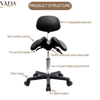 Chaise de technicien inclinable vers l'avant avec roulettes silencieuses, en PU noir, réglable, antistatique, ergonomique, pour laboratoire et salon