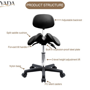 Silla Ergonómica de Laboratorio con Ruedas Silenciosas, Asiento Inclinable hacia Adelante, Tapizado en PU Negro, Ajustable y Antiestática, para Técnicos - Product Image 3