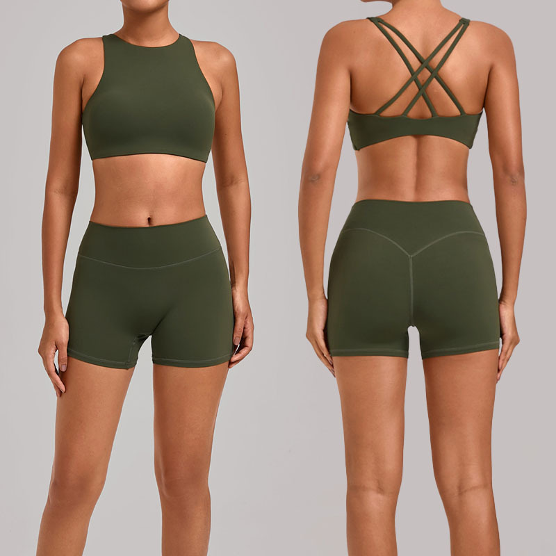 2025 Women's 2-Piece Yoga Set Quick Dry Lightweight Fitness Seamless Breathable Bra High Waist Butt Lift Sports Shorts Solid
