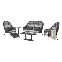 Table basse d'extérieur moderne en aluminium ovale avec plateau HPL