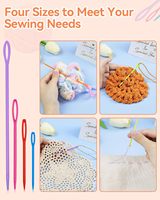 250510 Kit de 42 Aiguilles en Plastique pour Sac en Toile, 40 Grandes Aiguilles à Chas et 2 Enfile-Aiguilles Gourdes, Outils de Tricot DIY en 4 Tailles