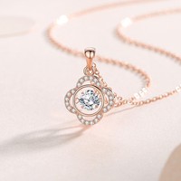 Collier en moissanite, pendentif trèfle à quatre feuilles rond de 5 mm avec halo en CZ pour femme, argent sterling 925, en stock, vente en gros, bijoux fins