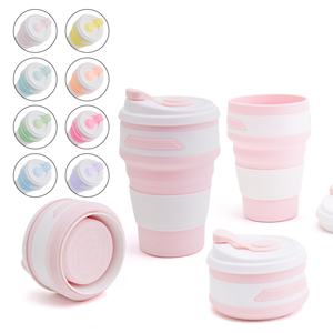 Gobelet à café pliable personnalisé de 350 ml pour le voyage et le camping, avec paille en silicone réutilisable pour boire directement - Product Image 1