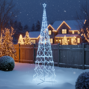 ต้นคริสต์มาสทรงกรวย ไฟ LED สีขาวเย็น 3000 ดวง ขนาด 8x26 ฟุต สำหรับตกแต่งภายนอกอาคารในเทศกาล - Product Image 2